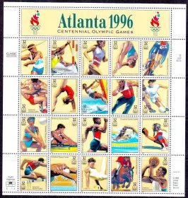 1996美国邮票 亚特兰大奥运会小版张全新 特价