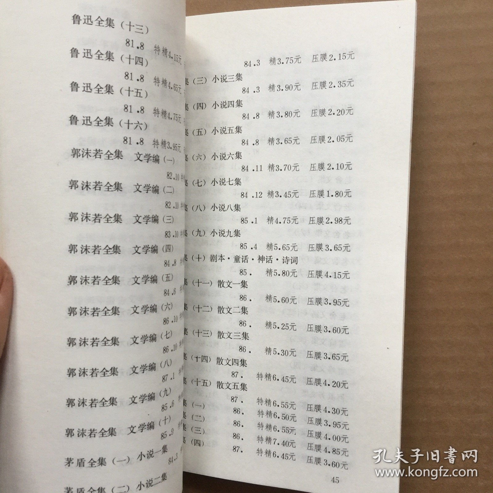 图书目录1977-1988 中国文学部分（人民文学/外国文学/文学古籍）