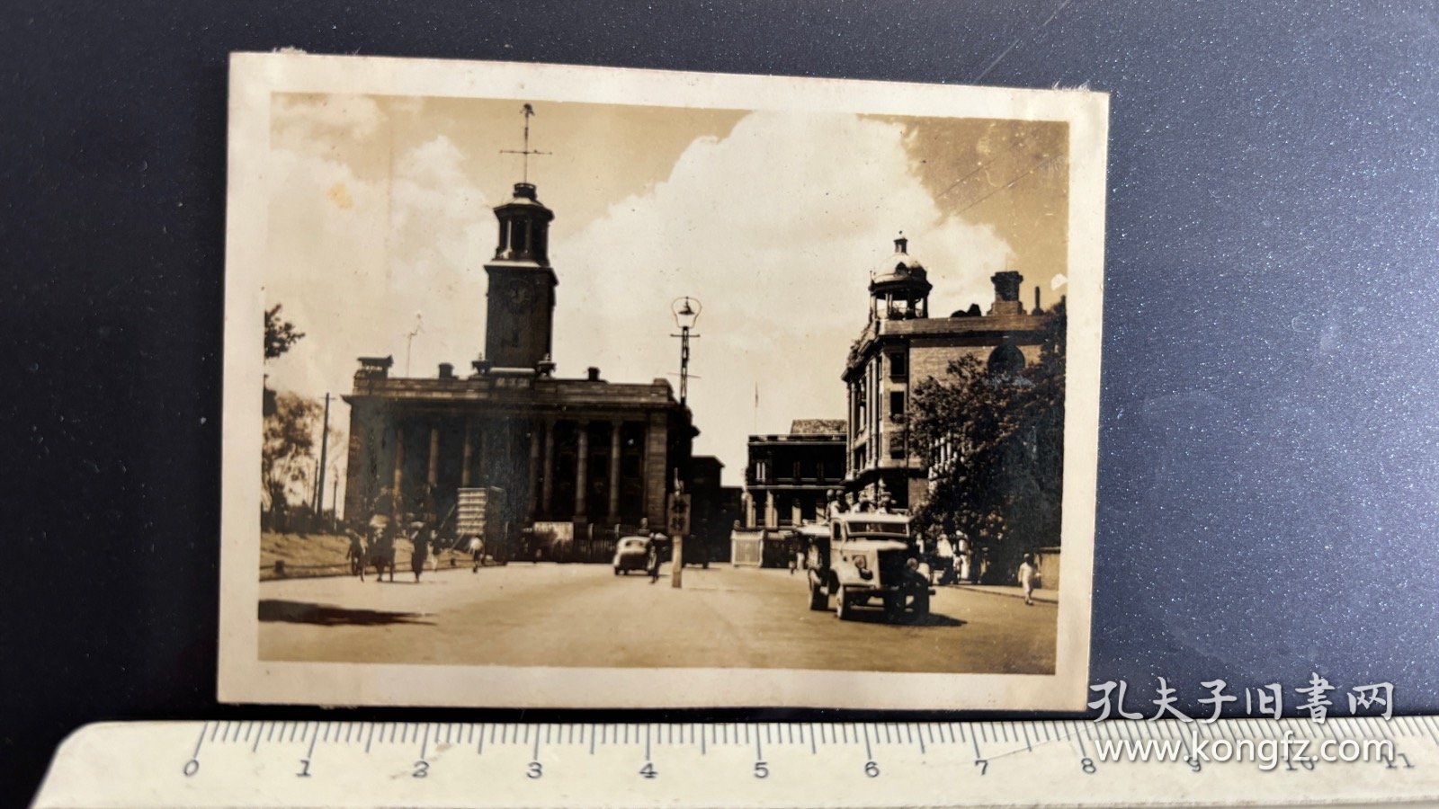 民国抗战时期武汉汉口江汉关大楼建筑街景原版老照片