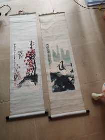 深圳名老画家杨启超画：松鹤图与春色宜人（二幅）。