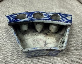 清代青花瓷笔插笔洗文房用具1