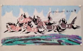 保真书画，野风画派唯一传承人，野风佩云（刘正琳）四尺整纸国画《梦幻之旅》69×137cm软片。