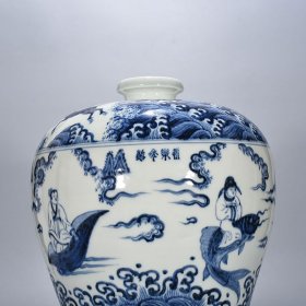 旧藏 明永乐青花人物纹梅瓶 42×28厘米