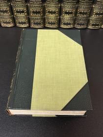 1868《狄更斯文集》The Works of Charles Dickens，
20册大全套，国立图书馆特辑，墨绿色真皮装帧，真丝布面，竹节背压花烫金，顶金侧底毛边，经典插图，厚重大开本。基本未翻动过，整体状态非常好。