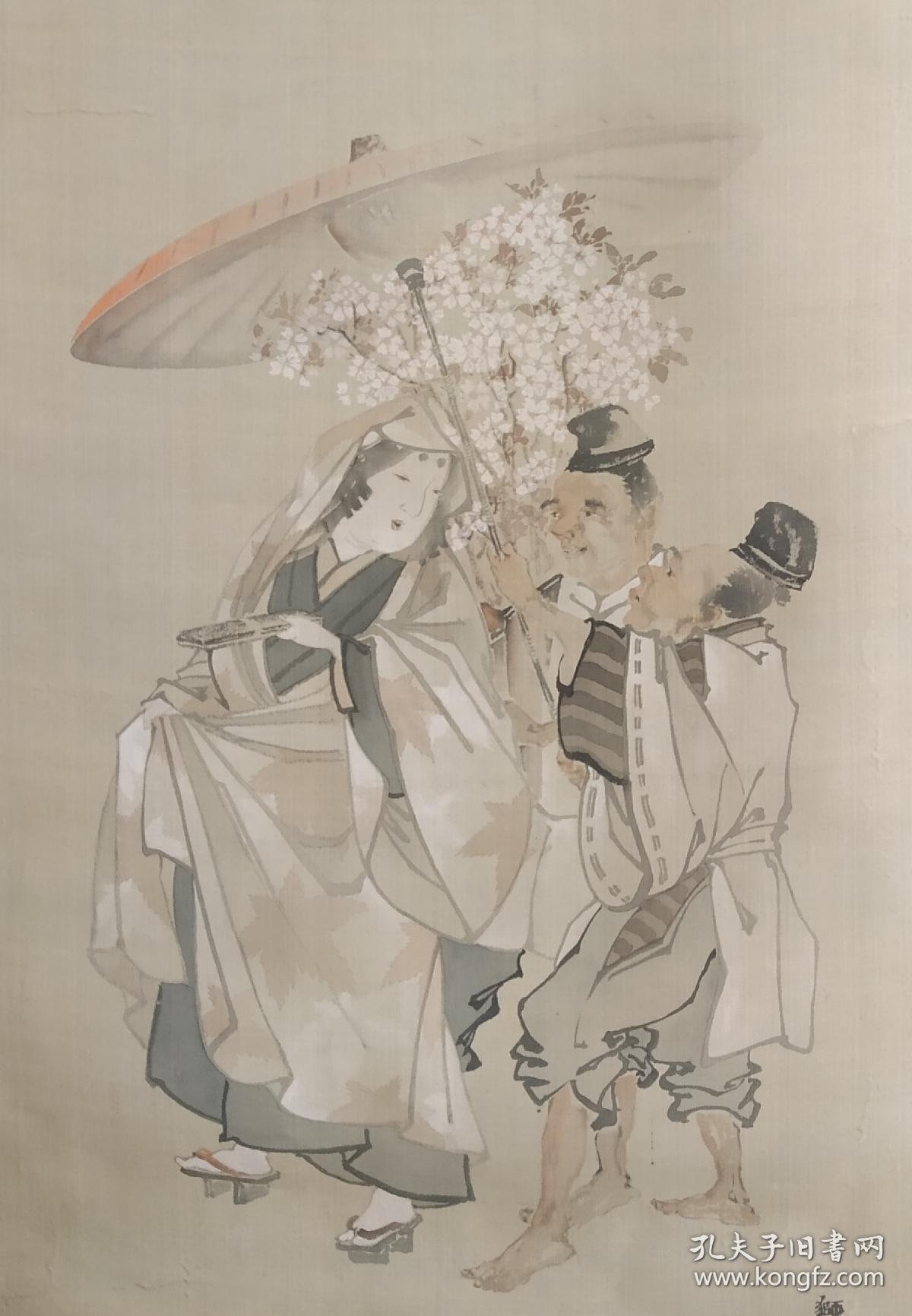 【289】  民国时期 ，绢本，人物，浮世绘，  尺寸121✘42。