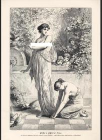 1883年德国木刻版画维纳斯 天使