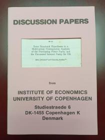 Some Structural Hypotheses in a Multivariate Cointegration Analysis of the Purchasing Power Parity and the Uncovered Interest Parity for UK 
by Saren Johansen and Katarina Jusnlirs
90-05