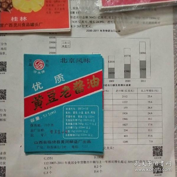 黄豆老酱油商标