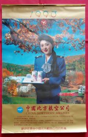 旧藏挂历1993年中国北方航空公司 空中小姐美的天使 塑料薄膜13全