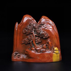 旧藏寿山石雕刻携童访友人物印章