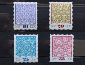 民主德国邮票东德1974年发行的普劳恩花边系列 4全MNH，全胶全品。 小店邮品满50包邮