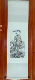 【喻慧】精品工笔画《太湖石 雄鹰》一幅，精装裱，立轴，画芯尺寸38厘米//68厘米，喜欢的私聊