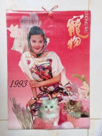 挂历---1993年美女宠物《塑料画》