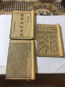 线装老中医书--黄帝内经素问1-24卷加卷末，两册全，黄帝内经灵枢1-12卷，一册全，共三册合售