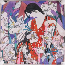 hujieming 国画作品一幅（纸本托片，约2.3平尺 ）HXTX269869