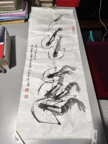 王庆章 国画虾