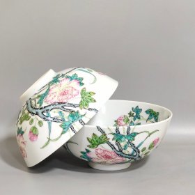 清代雍正芙蓉花过墙碗