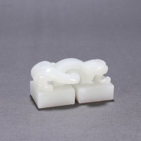 旧藏 和田玉螭龙钮印章
