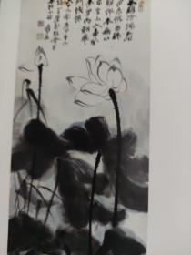 画页（散页印刷品）——书画———荷花【张大千】。远眺图，华岳西峰【何海霞】。寿星，松阴策杖【陈少梅】。松下立马，双马【溥伒】1369