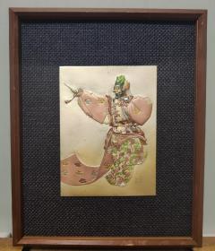 日本 金工 铜板雕金挂画，兰陵王