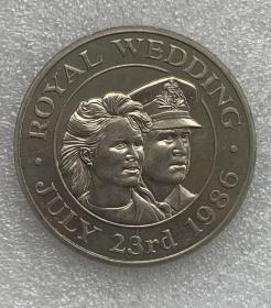 1986圣赫勒拿阿森松(拿破仑关押地）50便士 纪念币 全新未流通 少许氧化 发行量13000枚