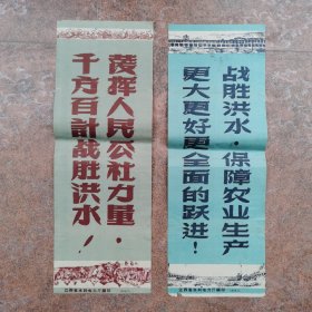 1959年江西省水利电力厅宣传标语。（一套二张）
