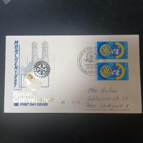 F1934外国信封德国邮票1987年 国际扶轮协会世界代表大会1全 齿轮首日封FDC