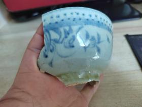 明代青花外花鸟内十字杵大碗瓷片标本
