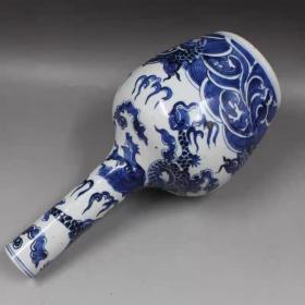清青花手绘鲤鱼龙纹胆瓶