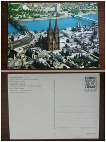 外国明信片   德国科隆，教堂莱茵河，   品如图 .