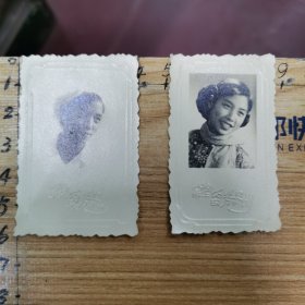 老照片：美女照片2枚、1957年、尺寸：4×6cm、当涂留芳照相馆