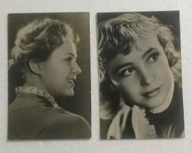 50年代苏联美女明信片2张