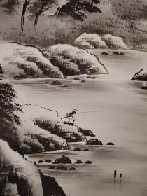 (1)绢本挂轴老画《山水风景图》原装原裱，回流精品，绢本 品相好，双轴头完整，绫装，品相如图 钤印白杨，尺寸186cmX53.5cm