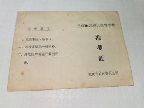 1988年重庆职工业余大学准考证