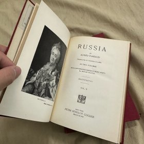 Rambaud`s russia 《俄罗斯史》英译本 布面精装 书脊烫金 版画插图 全两卷 1898年老版书 优质纸印刷