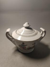 80年代左右，中国唐山，麻姑献寿双耳茶叶缸一只2