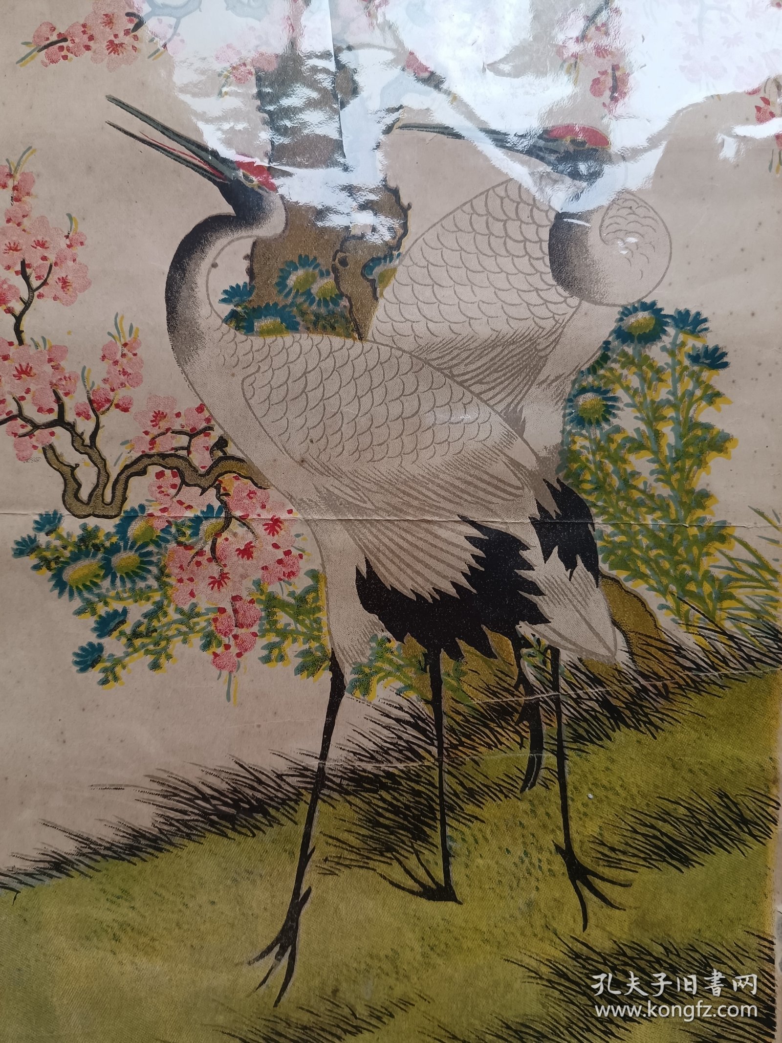 民国 老年画《松鹤延年》，尺寸：54*26，品如图 。