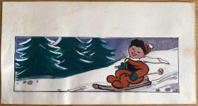 八九十年代手绘画稿滑雪