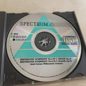 CD裸盘   贝多芬C小调第五交响曲（命运交响曲）+F大调第八交响曲   1988 Spectrum Records 盘码U 4010 03