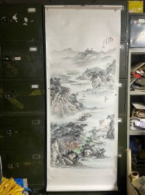 【保真】于右任弟子著名书法家刘田依.刘田一先生国画山水《素色》很大一幅【画心尺寸136*68】