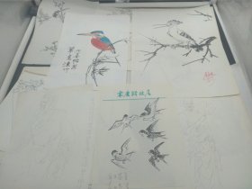 王传莘 （宋庆龄故居副主任，著名工笔画家、曾出版《工笔花鸟画法》旧藏‖ 山水花鸟、人物济公、疯僧等二十多幅，尺寸不一。 5372