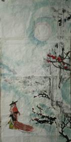 踏雪寻梅  生宣冰雪国画，未装裱，没有题字，尺寸:150*65厘米

可根据客户要求来题字，作者为中国美术家协会会员