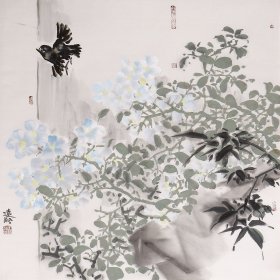 （保真）王远翔58*58 男，现年45岁，河南省郑州市人，河南省国资委干部。美术家协会会员、河南省花鸟画艺委员会委员。作品兰、菊编入天津美术出版社出版的画册。