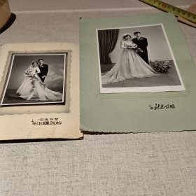 带底托60年代左右结婚照2张