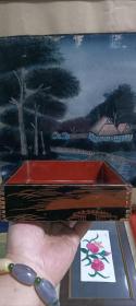 民国时期大漆老木山水风景方盒，纯老手艺人木工茆活打造，包浆红润沉稳厚重