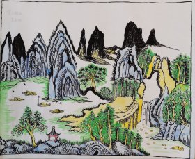 水墨画：青山绿水