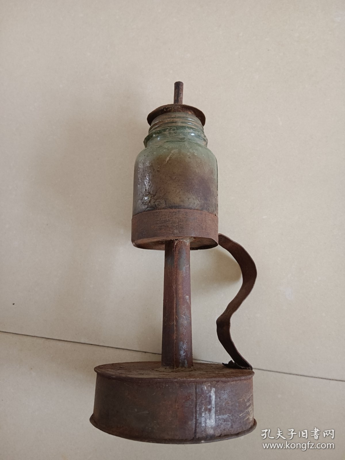 老油灯 高脚油灯 完整 总高20