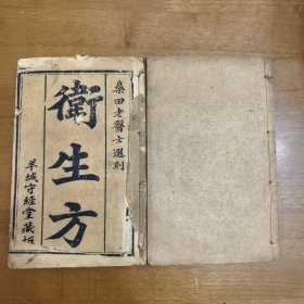 中医古籍《卫生方》，杂症良方，经验极效，二册一套全，乐田老医士选刻，羊城守经堂。