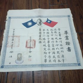 湖南省立第十四中学1948年毕业证书