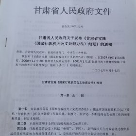 2007，甘肃省人民政府文件
